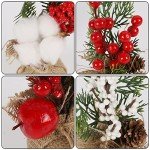 winemana 6 Pcs Mini Christmas Tree Table Decorations, 8" Small Artificial Trees with Red Berries Pine Cone Greenery Tabletop Centerpiece for Home Office Room Holiday Decorations