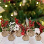winemana 6 Pcs Mini Christmas Tree Table Decorations, 8" Small Artificial Trees with Red Berries Pine Cone Greenery Tabletop Centerpiece for Home Office Room Holiday Decorations