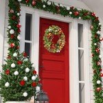 Sggvecsy 17 Inch Artificial Christmas Wreath for Front Door with 20 LED Lights Pine Needles Christmas Balls Red White Berries Pine Cones Bows Decoration for Winter Wall Outdoor Home Holiday Xmas Decor