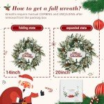 YNYLCHMX 20 Inch Christmas Wreath for Front Door, Winter Wreath with Welcome Sign Pine Needle Pine Cone Berry Artificial Door Xmas Wreaths for Window Wall Fireplace Farmhouse Holiday Party Decoration