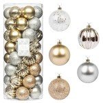 Every Day is Christmas Ornaments, Shatterproof Christmas Tree Ornament Set, Christmas Balls Decoration 50 Count (2.24"/57mm, Gold Silver)