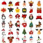 Garma 36PCS Mini Resin Christmas Ornaments Tiny Christmas Tree Decorations Set Comes with String Small Christmas Hanging Ornament for Christmas Tree Decorations