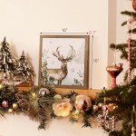 ArtbyHannah Framed Christmas Wall Art, Deer Christmas Wall Decor, 4 Pack 10x10 Inch Christmas Pictures Wall Decor with Robin, Indoor Christmas Decorations for Home