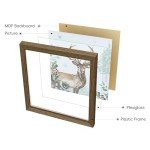 ArtbyHannah Framed Christmas Wall Art, Deer Christmas Wall Decor, 4 Pack 10x10 Inch Christmas Pictures Wall Decor with Robin, Indoor Christmas Decorations for Home