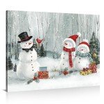 Snowman Decor Christmas Wall Art: Merry Christmas Paintings Canvas Prints Xmas Wall Art Winter Picture Indoor Decor for Living Room Bedroom Holiday Decorations Hanging Posters 16"x20"