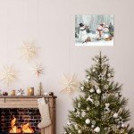 Snowman Decor Christmas Wall Art: Merry Christmas Paintings Canvas Prints Xmas Wall Art Winter Picture Indoor Decor for Living Room Bedroom Holiday Decorations Hanging Posters 16"x20"