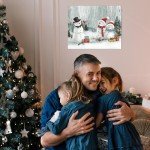 Snowman Decor Christmas Wall Art: Merry Christmas Paintings Canvas Prints Xmas Wall Art Winter Picture Indoor Decor for Living Room Bedroom Holiday Decorations Hanging Posters 16"x20"