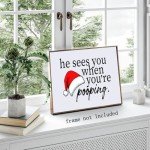 Funny Christmas Decor Bathroom Sign, Christmas Wall Art Canvas Poster, He Sees You When You'Re Pooping Wall Painting, Christmas Prints Wall Decor For Bathroom, Holiday Home Decor 12x8inch Unframed