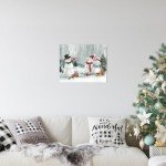 Snowman Decor Christmas Wall Art: Merry Christmas Paintings Canvas Prints Xmas Wall Art Winter Picture Indoor Decor for Living Room Bedroom Holiday Decorations Hanging Posters 16"x20"