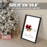 LITIVY Christmas Wall Art Prints - Set of 3 Santa Claus with Sleigh Deer for Home Decor - Xmas Sign - 12x16in - Black