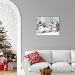 Snowman Decor Christmas Wall Art: Merry Christmas Paintings Canvas Prints Xmas Wall Art Winter Picture Indoor Decor for Living Room Bedroom Holiday Decorations Hanging Posters 16"x20"
