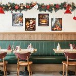 Christmas Wall Art Set 4 -Framed Merry Christmas Wall Decals 8x10inch 4Pcs Prints, Artwork for Wall Paintings - Modern Wall Decor for Bedroom, Living Room,Office