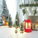 Small Christmas Tree with Lights, Mini Christmas Tree Table Top Decorations, Desktop Miniature Pine Tree Xmas Holiday Decor, 4 Pcs with Light