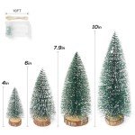 Small Christmas Tree with Lights, Mini Christmas Tree Table Top Decorations, Desktop Miniature Pine Tree Xmas Holiday Decor, 4 Pcs with Light