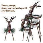 Juegoal Set of 3 Reindeer Tealight Candle Holders, Standing Iron Metal Christmas Decorations, Glass Votive Candle Holder, Durable and Rust-Proof Holiday Tabletop Centerpiece and Display