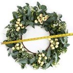JINGHONG Artificial Spring Wreath 20 Inch Summer Wreaths for Front Door Green Eucalyptus Wreath with Big Berries for Outside All Seasons Winter Christmas Indoor Outdoor Decor