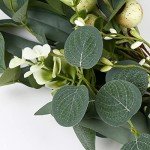 JINGHONG Artificial Spring Wreath 20 Inch Summer Wreaths for Front Door Green Eucalyptus Wreath with Big Berries for Outside All Seasons Winter Christmas Indoor Outdoor Decor