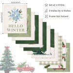 Justforjoyful 12Pcs Christmas Wall Art Prints Boho Merry Christmas Posters for Wall Decoration Xmas Holiday Wall Art Posters Winter Room Decor for Living Room Bedroom Office 8X10Inch Unframed