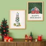 Justforjoyful 12Pcs Christmas Wall Art Prints Boho Merry Christmas Posters for Wall Decoration Xmas Holiday Wall Art Posters Winter Room Decor for Living Room Bedroom Office 8X10Inch Unframed