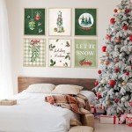 Justforjoyful 12Pcs Christmas Wall Art Prints Boho Merry Christmas Posters for Wall Decoration Xmas Holiday Wall Art Posters Winter Room Decor for Living Room Bedroom Office 8X10Inch Unframed