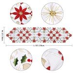 OurWarm Christmas Table Runner, White and Red Table Runner for Christmas Kitchen Decor, Christmas Table Runners Kitchen Dining Table Decor 15 x 70Inch