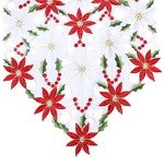 OurWarm Christmas Table Runner, White and Red Table Runner for Christmas Kitchen Decor, Christmas Table Runners Kitchen Dining Table Decor 15 x 70Inch