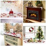 OurWarm Christmas Table Runner, White and Red Table Runner for Christmas Kitchen Decor, Christmas Table Runners Kitchen Dining Table Decor 15 x 70Inch