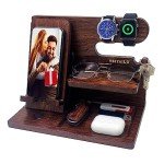 VEIYAILU Gifts for Men Women Brother Boss Boyfriend Him,Nightstand Organizer,Gifts for Dad from Daughter Son Gift Ideas for Mother's Day,Father's Day, Christmas, and Valentine's Day(Dark Brown)
