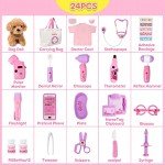 Meland Toy Doctor Kit for Girls - Pretend Play Doctor Set with Dog Toy, Carrying Bag, Stethoscope Toy & Dress Up Costume - Doctor Play Gift for Kids Toddlers Ages 3 4 5 6 Year Old for Role Play