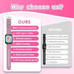 Kids Smart Watch Gift for Girls Age 5-12, 26 Games HD Touch Screen Watches with Video Camera Music Player Pedometer Flashlight 12/24 hr Educational Toys Birthday Gifts for Girls Ages 7 8 9 10