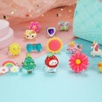 PinkSheep Little Girl Jewel Rings in Box, Adjustable, No Duplication, Girl Pretend Play and Dress Up Rings (24 Lovely Ring)