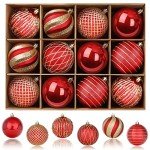 12PCS Shatterproof Christmas Ball Ornaments Set