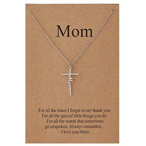 Lcherry Gifts for Mom Mom Necklace Mom Cross Necklace for Women Mom Birthday Gifts from Daughter