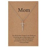 Lcherry Gifts for Mom Mom Necklace Mom Cross Necklace for Women Mom Birthday Gifts from Daughter