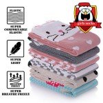 FNOVCO Girls Knee High Socks Kids Crazy Fun Gift Cute Animal Patterns Cotton Long Socks 6 Pairs (6 Pairs Animal)