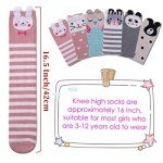 FNOVCO Girls Knee High Socks Kids Crazy Fun Gift Cute Animal Patterns Cotton Long Socks 6 Pairs (6 Pairs Animal)