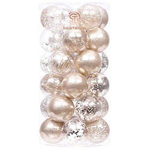 Champagne Shatterproof Christmas Tree Ball Ornaments Set