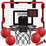 TEMI Basketball Hoop Indoor, Mini Basketball Hoop with 4 Balls & Electronic Scoreboard, Over The Door Basketball Hoop, Basketball Toys for Boys Girls Age 5 6 7 8 9 10 11 12 - Kids & Teens Gift Ideas