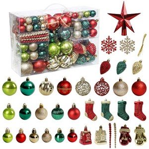 132-Piece Shatterproof Christmas Ornament Set