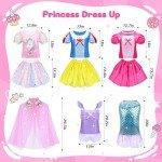 16 Pcs Princess Dress Up Clothes for Little Girl Role Play Costume Gift Set, Princess Mermaid Pretent Play Outfit Toys for Toddler Girls, Cosplay Birthday Party Gifts for Girls Age 3 4 5 6 7+ Year Old