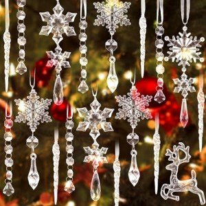 20PCS Clear Acrylic Snowflake Ornaments for Holidays