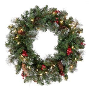Pre-Lit Crestwood Spruce Christmas Wreath with Decorations