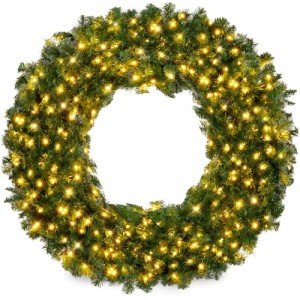 LED Pre-Lit Christmas Fir Wreath with Lights