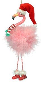 Santa Hat Pink Flamingo Holiday Ornament