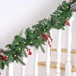 9FT Lighted Christmas Garland with Pine Cones & Berries