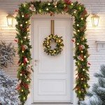 9FT Lighted Christmas Garland with Pine Cones & Berries