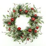 Festive Artificial Christmas Wreath with Holly & Bell