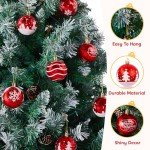 24 Red & White Shatterproof Christmas Ball Ornaments