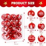24 Red & White Shatterproof Christmas Ball Ornaments