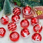 24 Red & White Shatterproof Christmas Ball Ornaments